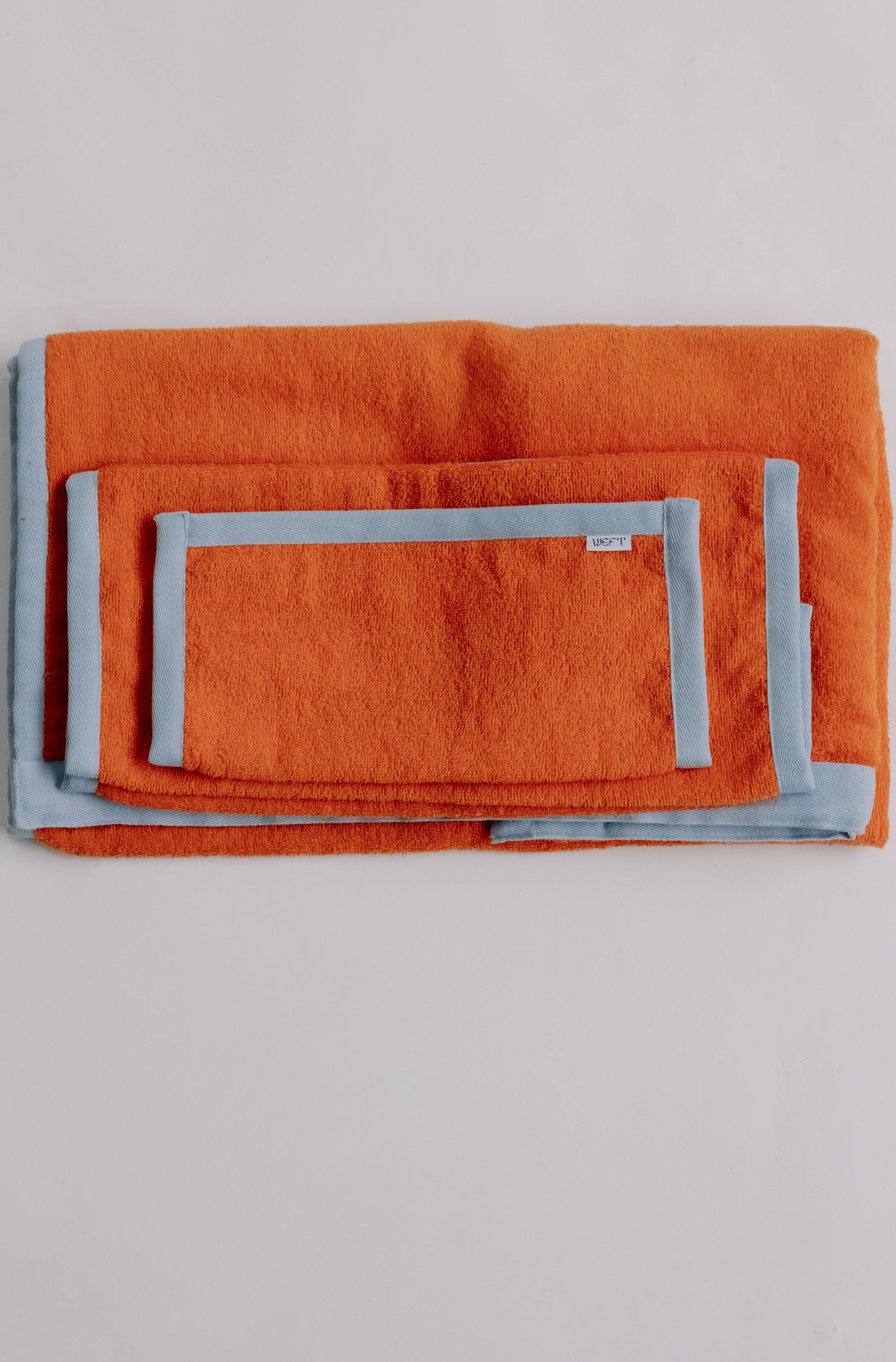 Double Towel Set in Flame & Baby Blue