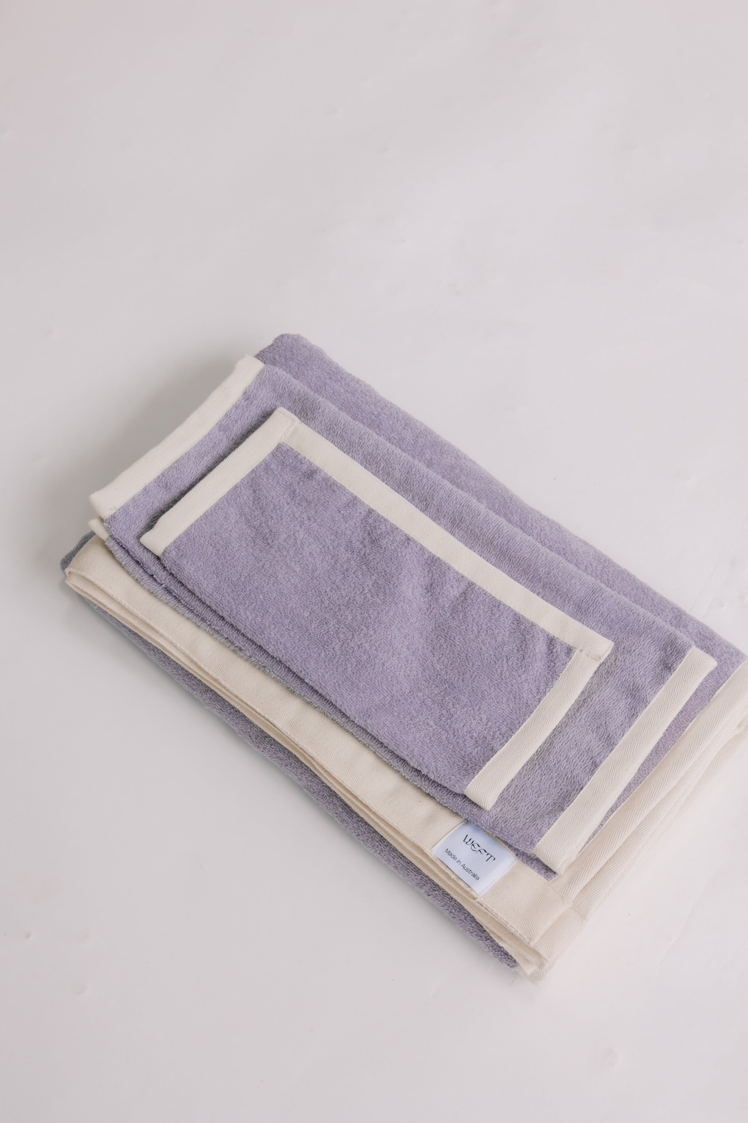 Double Towel Set in Lilac & Sand